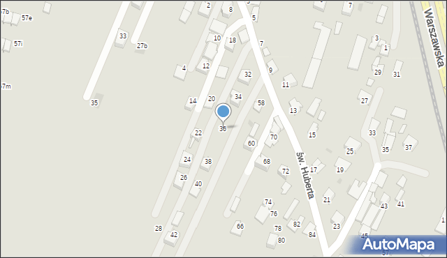 Rzeszów, św. Huberta, 36, mapa Rzeszów