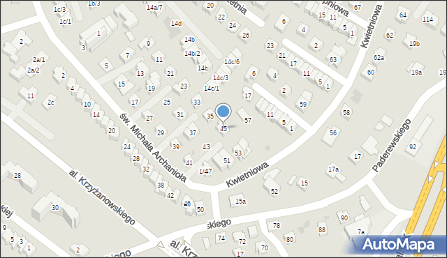 Rzeszów, św. Michała Archanioła, 45, mapa Rzeszów