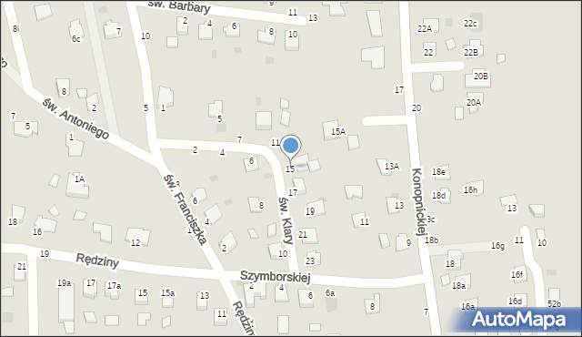Sędziszów Małopolski, św. Klary, 15, mapa Sędziszów Małopolski