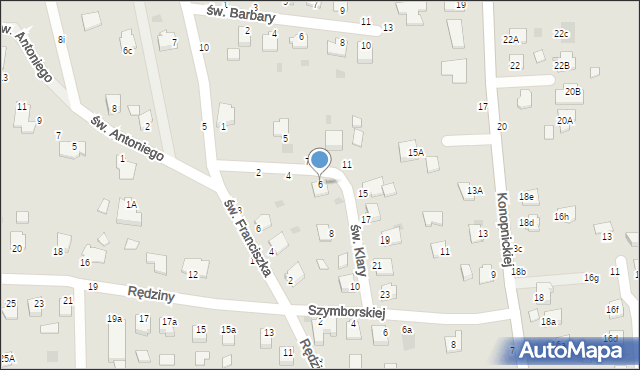 Sędziszów Małopolski, św. Klary, 6, mapa Sędziszów Małopolski