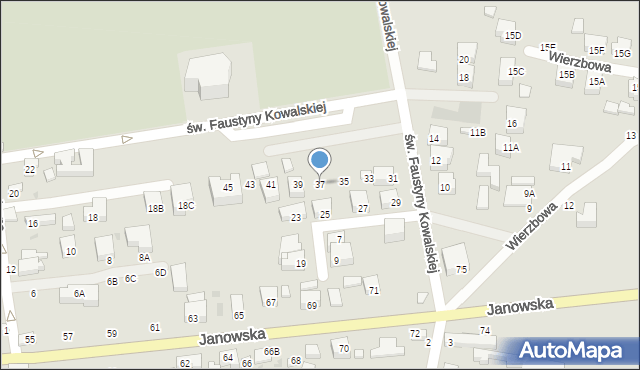 Siedlce, św. Faustyny Kowalskiej, 37, mapa Siedlce