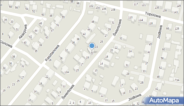 Siedlce, Świerkowa, 21, mapa Siedlce