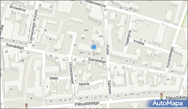 Siedlce, Świrskiego Ignacego, bp., 22, mapa Siedlce