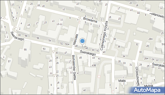 Siedlce, Świrskiego Ignacego, bp., 48A, mapa Siedlce