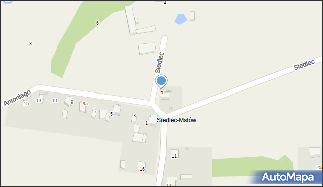 Siedlec, św. Antoniego, 2, mapa Siedlec