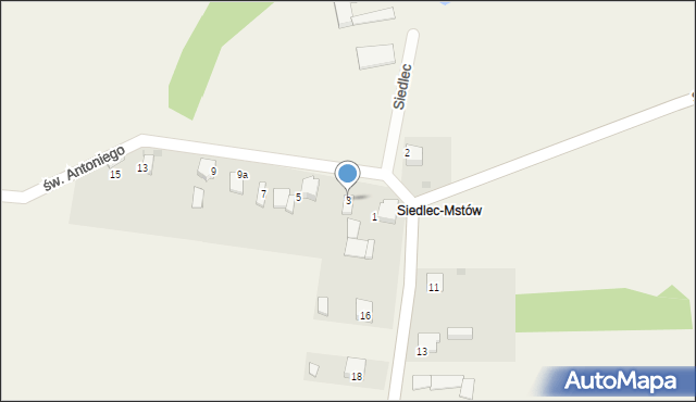 Siedlec, św. Antoniego, 3, mapa Siedlec