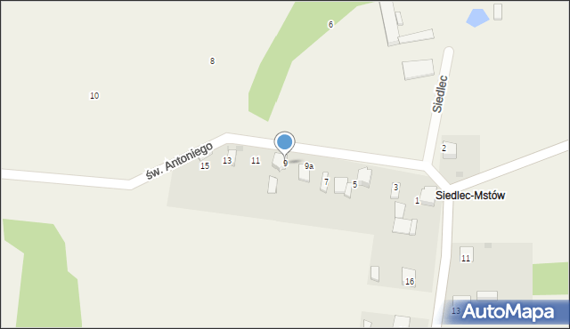 Siedlec, św. Antoniego, 9, mapa Siedlec