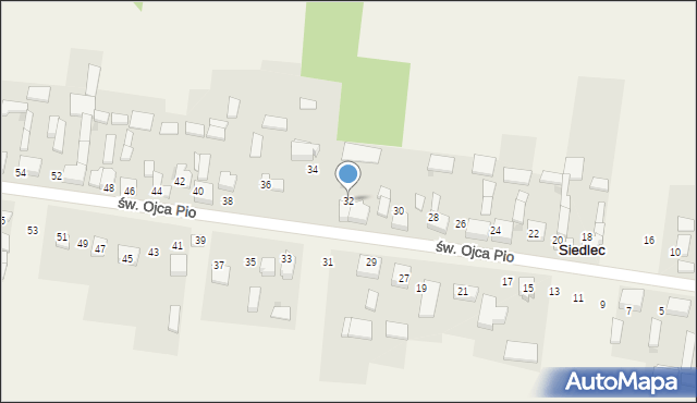 Siedlec, św. Ojca Pio, 32, mapa Siedlec