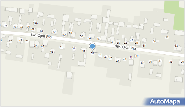 Siedlec, św. Ojca Pio, 53, mapa Siedlec