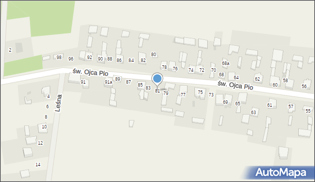 Siedlec, św. Ojca Pio, 81, mapa Siedlec