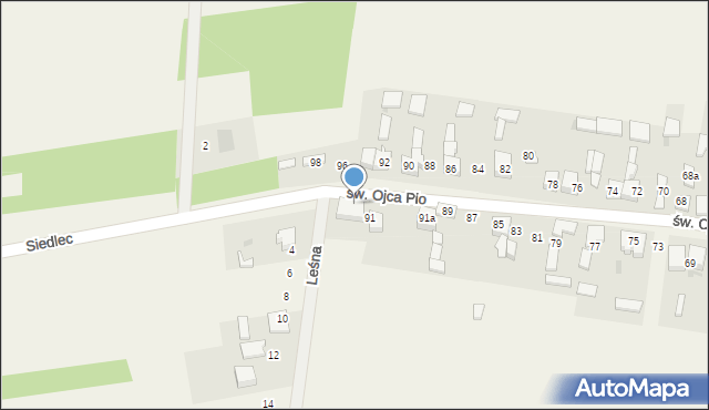 Siedlec, św. Ojca Pio, 95, mapa Siedlec