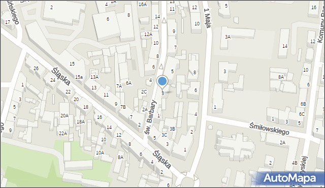 Siemianowice Śląskie, św. Barbary, 3, mapa Siemianowice Śląskie