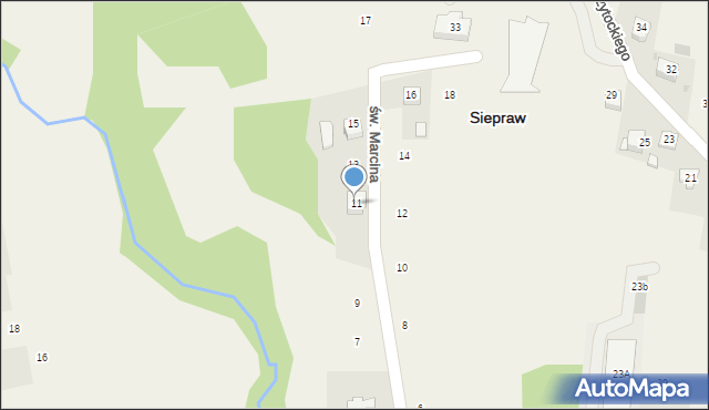 Siepraw, św. Marcina, 11A, mapa Siepraw