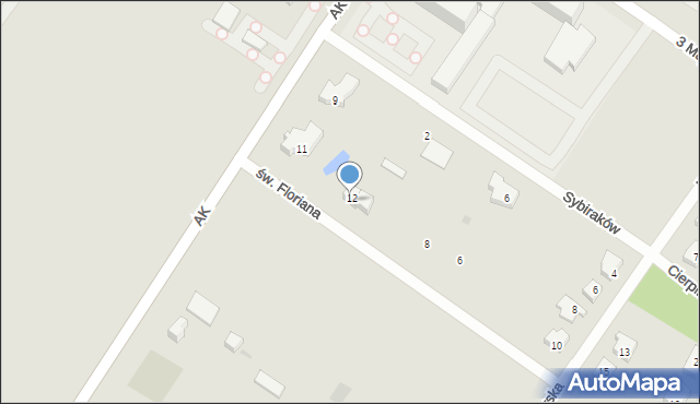 Sieradz, św. Floriana, 14, mapa Sieradz