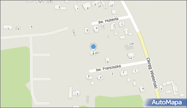Sieraków, św. Franciszka, 8, mapa Sieraków