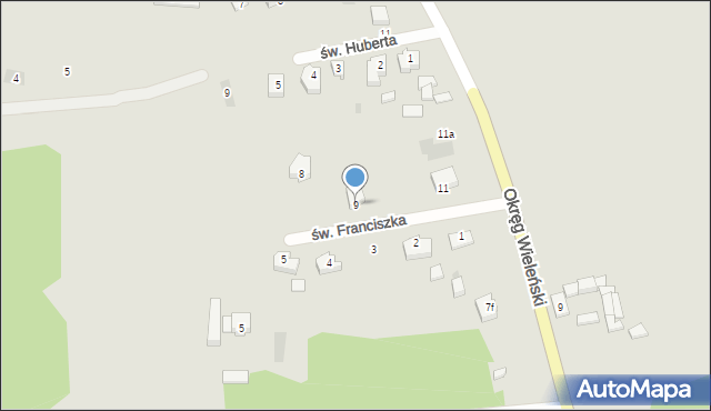 Sieraków, św. Franciszka, 9, mapa Sieraków
