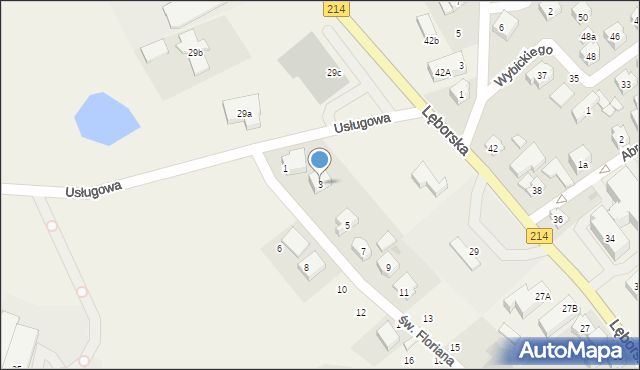 Sierakowice, św. Floriana, 3, mapa Sierakowice