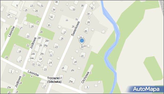 Sitkówka, Świerkowa, 22, mapa Sitkówka