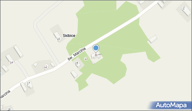 Skibice, św. Marcina, 11, mapa Skibice