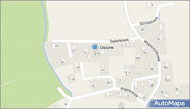 Skidziń, Świerkowa, 9, mapa Skidziń