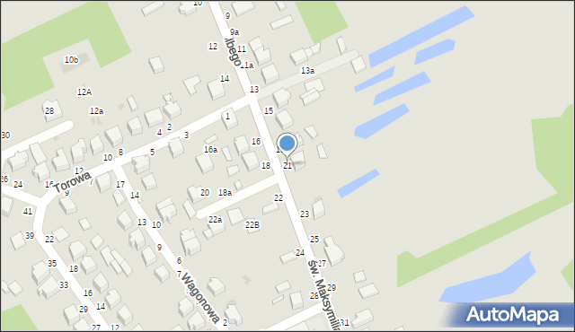 Skierniewice, św. Maksymiliana Marii Kolbego, 21, mapa Skierniewic