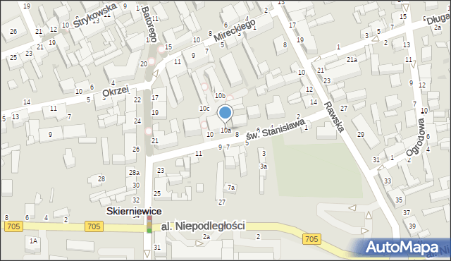 Skierniewice, św. Stanisława, 10a, mapa Skierniewic