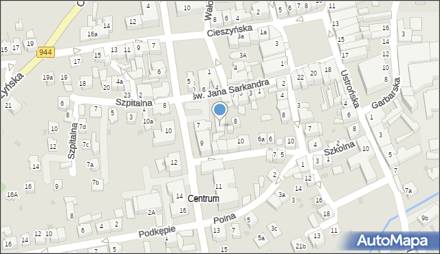 Skoczów, św. Jana Sarkandra, 11, mapa Skoczów