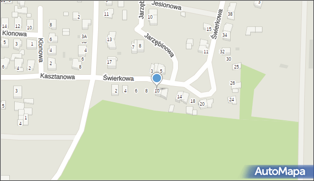 Skoki, Świerkowa, 10, mapa Skoki