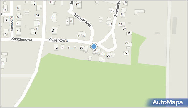 Skoki, Świerkowa, 14a, mapa Skoki