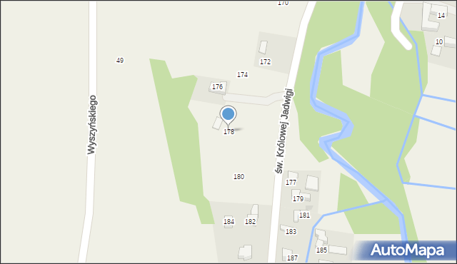 Skrzypne, św. Królowej Jadwigi, 178, mapa Skrzypne