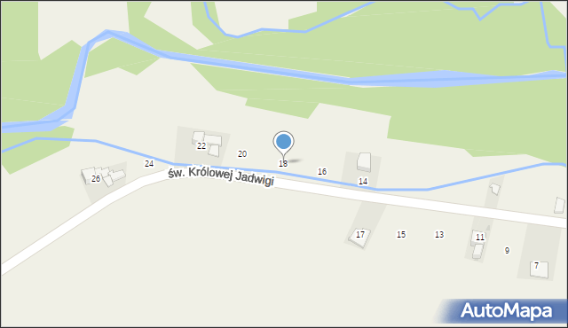 Skrzypne, św. Królowej Jadwigi, 18, mapa Skrzypne