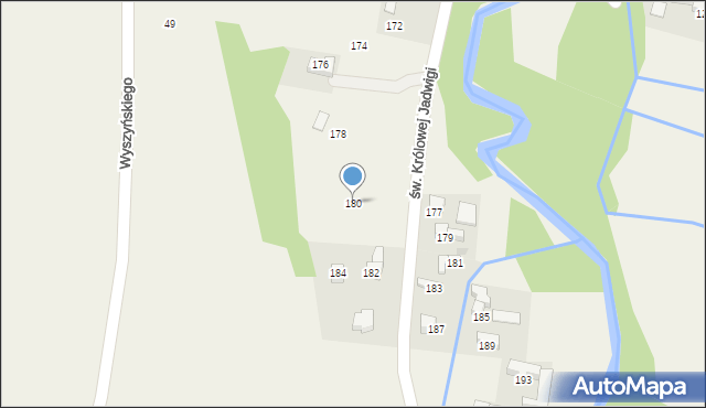 Skrzypne, św. Królowej Jadwigi, 180, mapa Skrzypne