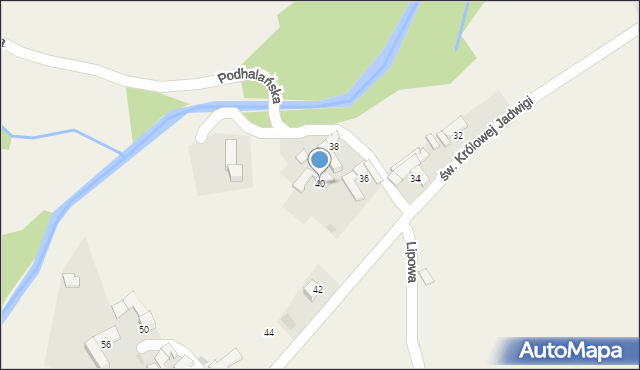 Skrzypne, św. Królowej Jadwigi, 40, mapa Skrzypne