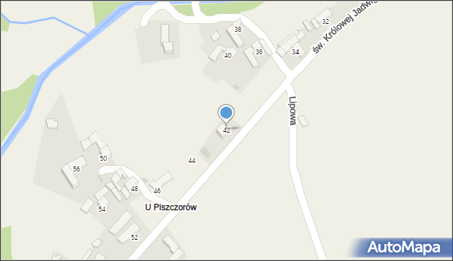 Skrzypne, św. Królowej Jadwigi, 42, mapa Skrzypne