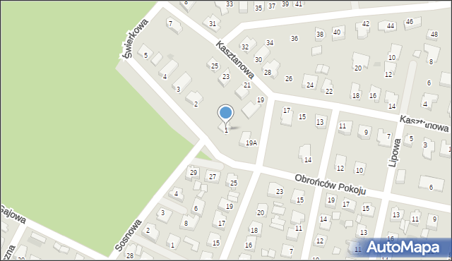 Sława, Świerkowa, 1, mapa Sława