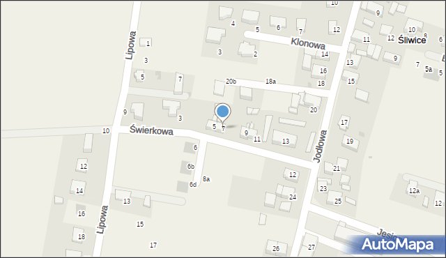 Śliwice, Świerkowa, 7, mapa Śliwice