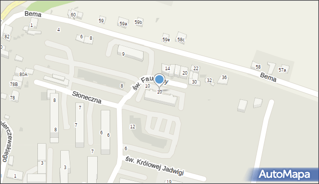 Słomniki, św. s. Faustyny, 10, mapa Słomniki