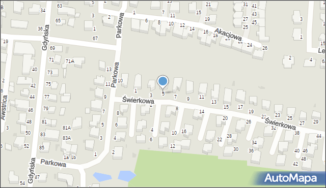 Słupsk, Świerkowa, 5, mapa Słupska