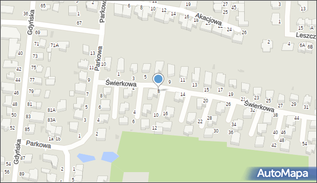 Słupsk, Świerkowa, 8, mapa Słupska