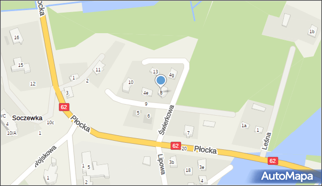 Soczewka, Świerkowa, 8, mapa Soczewka