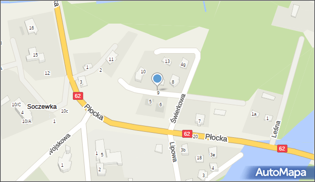Soczewka, Świerkowa, 9, mapa Soczewka