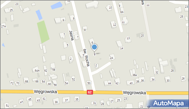 Sokołów Podlaski, św. Rocha, 4, mapa Sokołów Podlaski