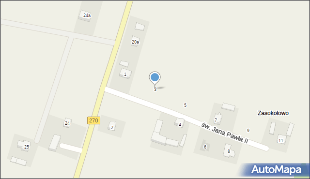 Sokołowo, św. Jana Pawła II, 3, mapa Sokołowo
