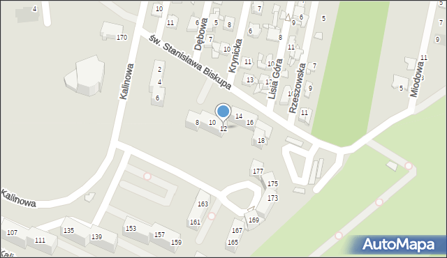 Sosnowiec, św. Stanisława Biskupa, 12, mapa Sosnowca