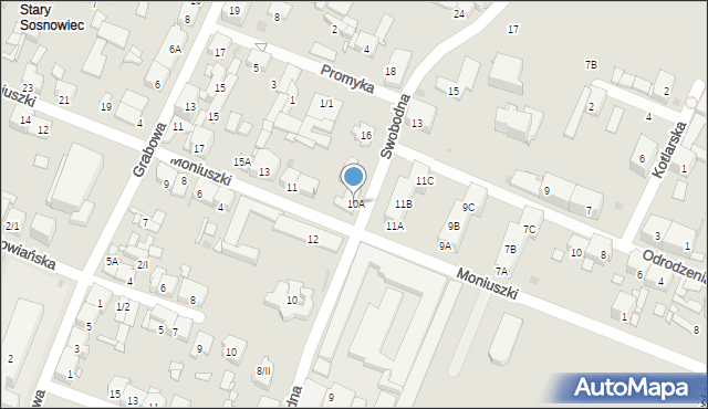 Sosnowiec, Swobodna, 10A, mapa Sosnowca