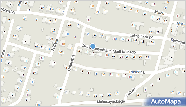 Sosnowiec, św. Maksymiliana Marii Kolbego, 6, mapa Sosnowca