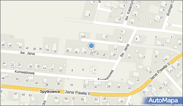 Spytkowice, św. Jana, 22, mapa Spytkowice
