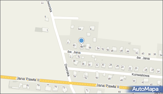 Spytkowice, św. Jana, 58, mapa Spytkowice