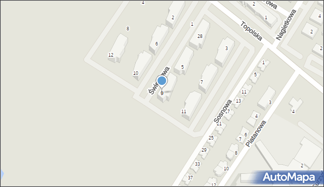 Środa Wielkopolska, Świerkowa, 9, mapa Środa Wielkopolska