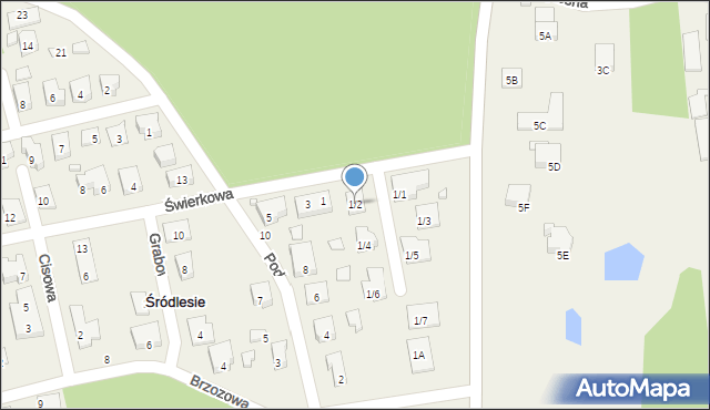 Śródlesie, Świerkowa, 1/2, mapa Śródlesie